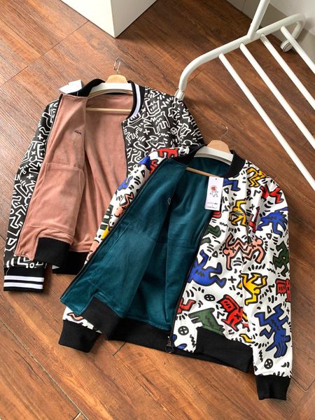 

19aw luxurious brand design crocodile doodle double-sided jacket windbreaker sweatshirts sweater streetwear outdoor hoodies coat, Blue;black