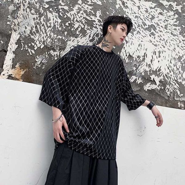 

мужчины лето алмазный плед с коротким рукавом футболка мужской velvet сыпучие вскользь тенниска streetwear hip hop punk gothic тис рубашки, White;black