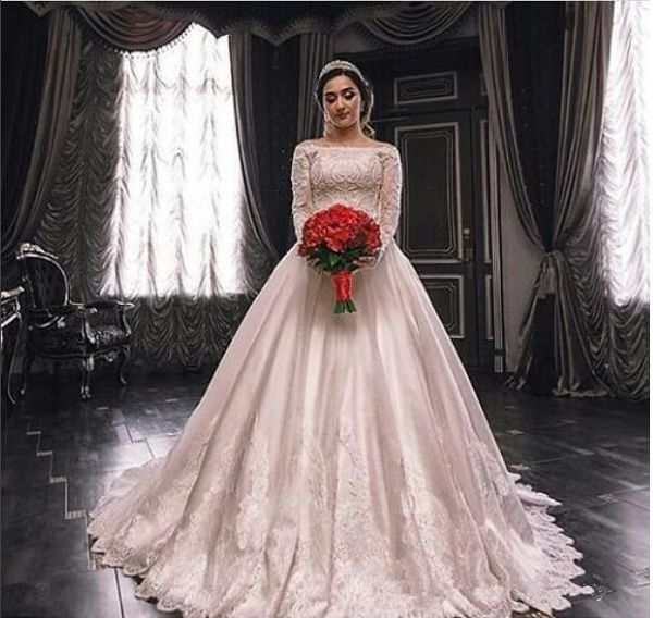 

скромные длинные рукава кружева аппликации a-line свадебные платья 2020 формальные пользовательские свадебные платья женщины европейская мод, White