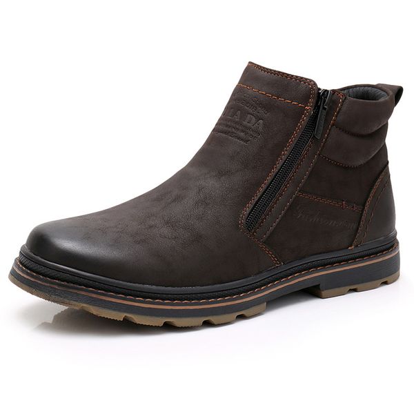 

winter boots men cow suede ankle boots handmade outdoor working boots vintage style men warm wither shoes, Black