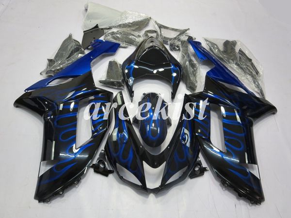 

4gifts new abs motorcycle fairings set fit for kawasaki ninja zx-6r zx6r 2007 2008 6r 07 08 body set custom flame blue