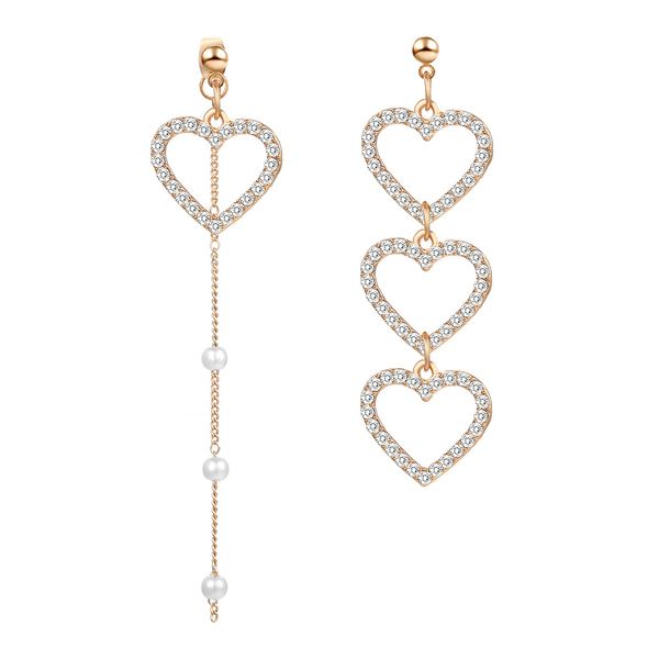 

korean asymmetry heart long drop earrings for women crystal big asymmetrical geometric dangling earring 2019 wedding jewelry, Silver