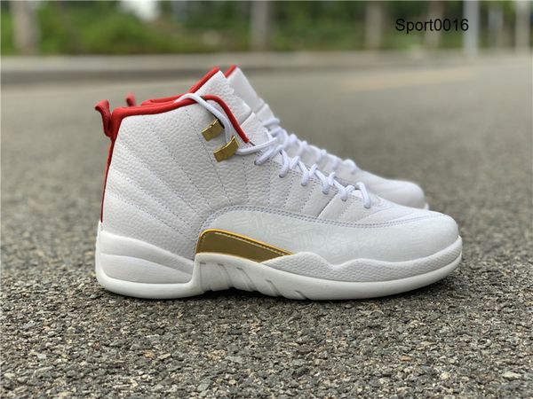 

new 12 xii white red low men basketball shoes male sneakers sports outdoor trainers carbon fiber with box size 7.5-13, Black