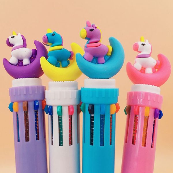 

1pc unicorn 10 colors chunky 0.5mm ballpoint pen school office supply gift stationery random delivery, Blue;orange