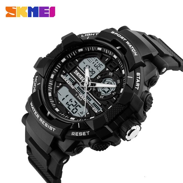 

new skmei outdoor sport watch men digital led display watches 5bar waterproof alarm dual display wristwatch relogio masculino 1164, Slivery;brown