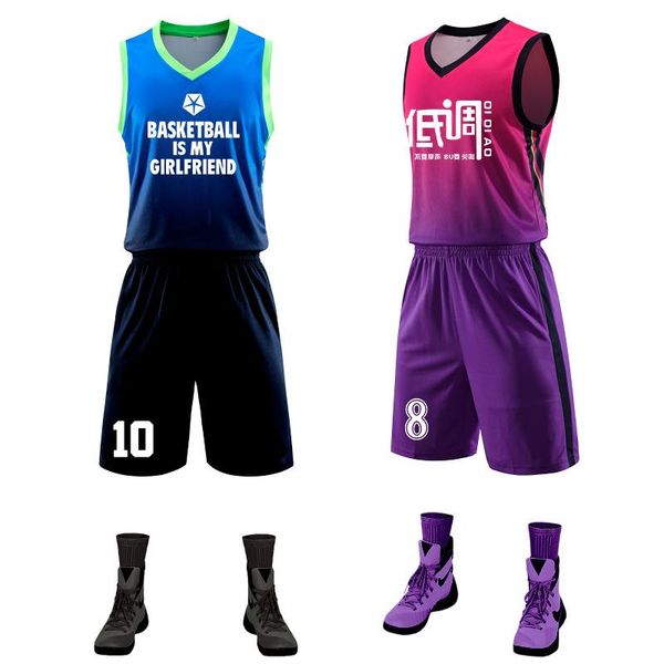 

basketball clothes suit male customized training jersey buy printing summer student competition vest, Black