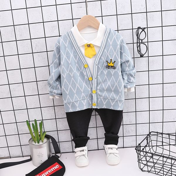 

комплект одежды для мальчиков 1-3 года осень новая мода стиль детские комплекты a9096 хлопок материал плед baby boy одежда, White