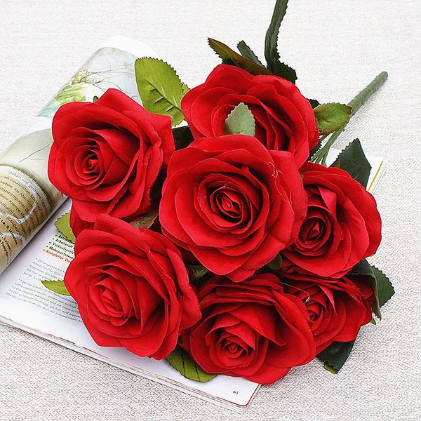 

10 heads/bundle roses bouquet vases for home decor wedding christmas decorative flowers artificial plants ornamental flowerpot