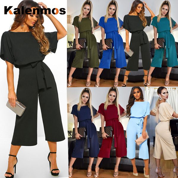 

плюс размер комбинезон летние женщины сексуальная с коротким рукавом твердые повседневные кружева-up тонкий комбинезон длинный комбинезон ro, Black;white