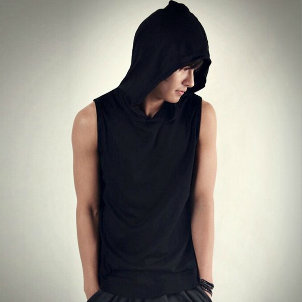 

2017 really cool men hoodies fashion solid color sleeveless sweatshirt men white black cotton fashion hoodies brand-clothing
