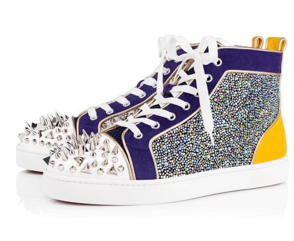 

designer shoes for man womens strass men flat red bottoms spikes black original box designer sneakers size 35-46 cs02