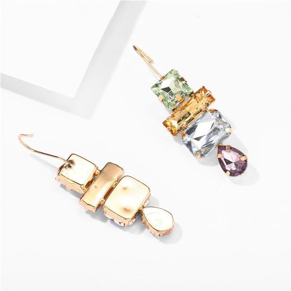

ay za purple green geometric rhinestone dangle earrings for women fashion water drop earring 2019 brincos female fashion jewelry, Silver