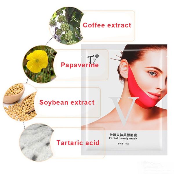 

v-shape facial mask lifting firming skin create v-shape face moisturizing chin mask a piece of red tight and lifting