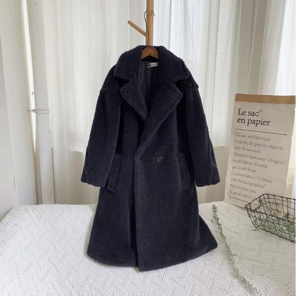 

women fake fur thick warm curly teddy coat new collection winter female clothes oversize underneath windbreak outerwear coat, Black