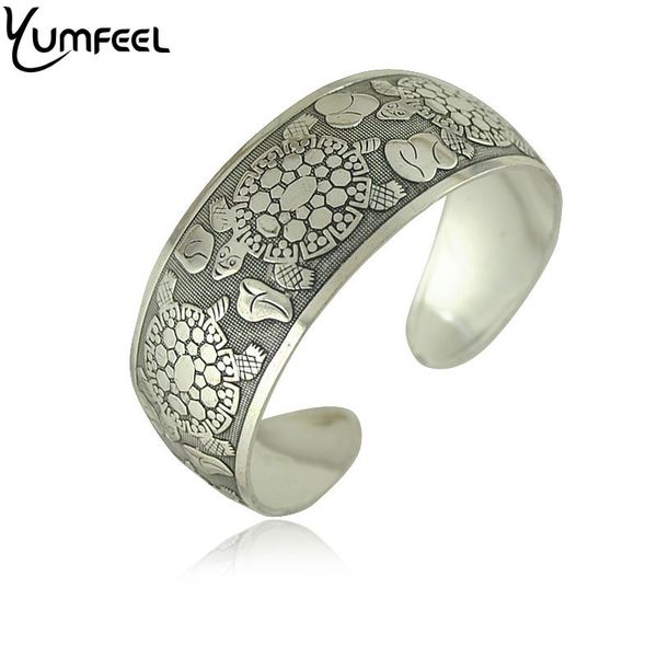 

yumfeel brand animal design vintage silver plated bangles elephant turtle cuff bracelet bangle for woman jewelry, Black