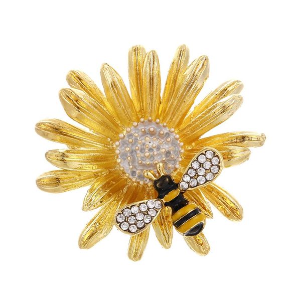 

modern fashion plant brooch fashion chic sweet daisy bee brooch shirt accessories, Gray