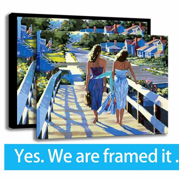 

oil painting wall art woman for home decor howard bellon hd print on canvas - ready to hang - framed