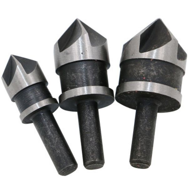 

carbon steel 90-degree hexagonal shank five edge chamferer three-piece set 12/16/19mm chamfering countersink drill woodworking h
