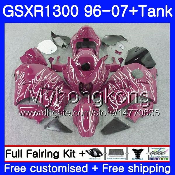 1set para Suzuki Hayabusa GSXR1300 03 04 05 2006 2007 333HM.147 GSXR1300 96 GSXR 1300 2002 2003 2004 2005 06 07 Red Branco Fairing + Tanque