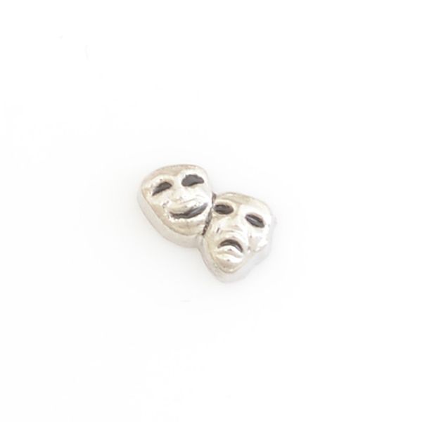 

drama masks, floating locket charms,fit floating charm lockets, fc0255, Gray