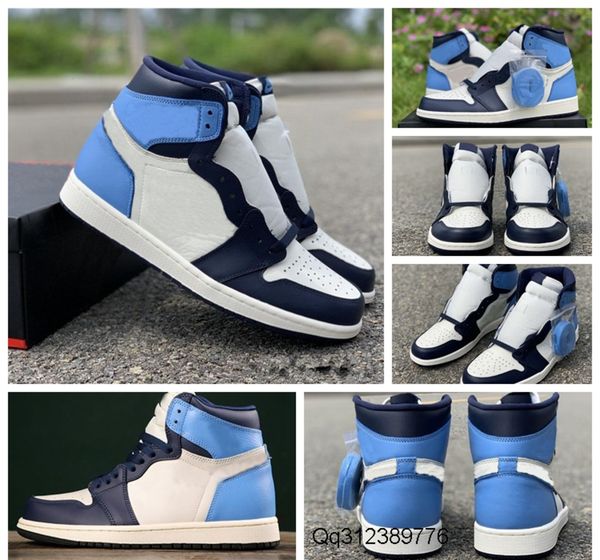 

the new 2020 release high og 1 sail obsidian university blue basketball shoes mens sports sneakers all-star game sneakers