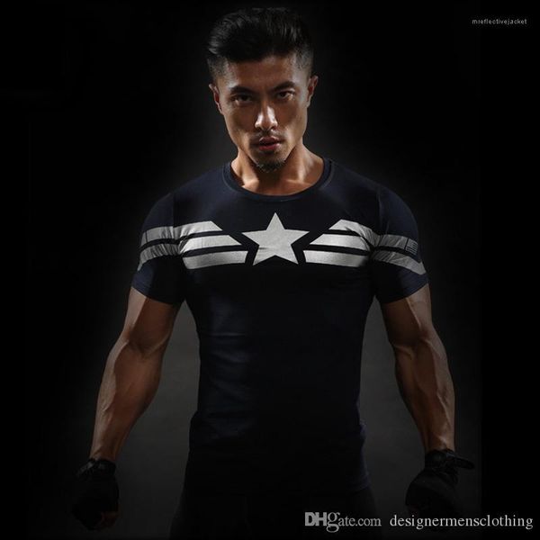 

tshirts fashion crew neck fitness short sleeve clothing casual apparel avengers men summer quick dry print, White;black