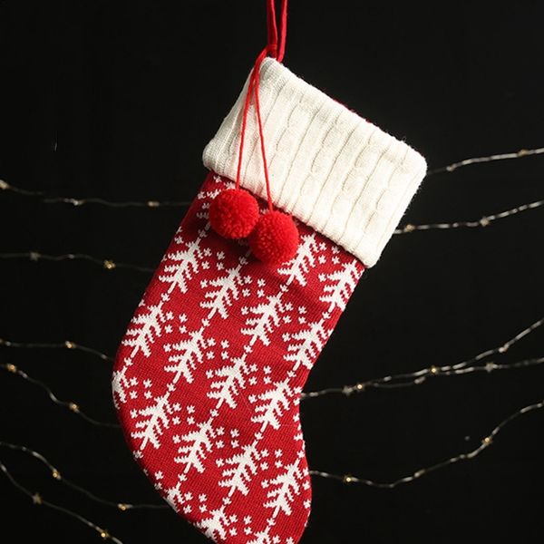 

5шт рождественские чулки снежинка elk носки xmas детские подарки сумка вязаные шерстяные носки украшения рождественской елки украшения конфе