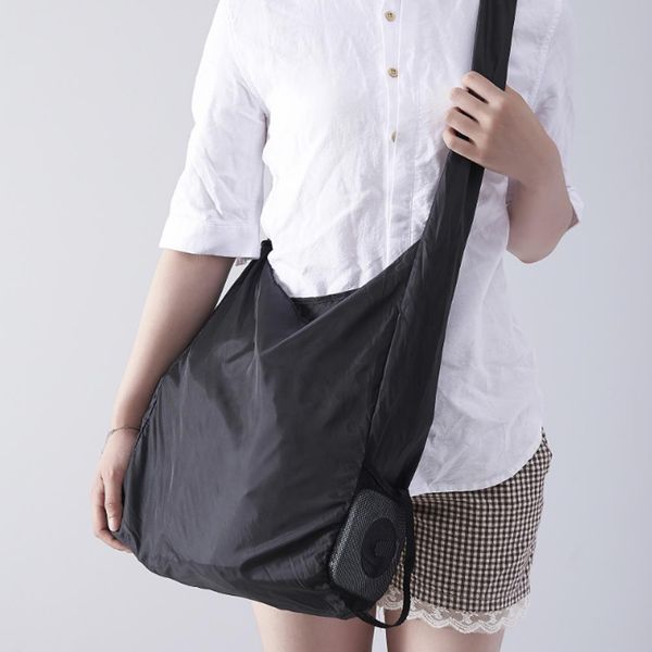

reusable shopping bag heavy duty nylon foldable grocery tote bag with revolving folding storage box new