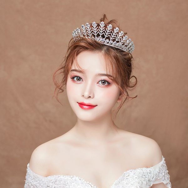 

bridal wedding tiara princess crystal snowflake crown fashion hair accessories jewelry bride silver tiaras and crowns girls, Golden;white