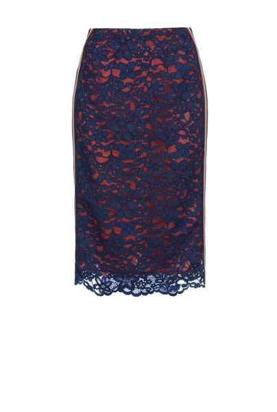

2019 spring summer floral striped lace mid-calf skirt fashion skirts a1821, Black
