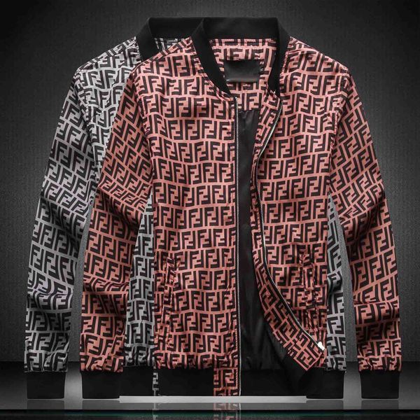 

men jackets long sleeve zipper jacket fashion pattern print slim fit windbreaker mens antumn winter outdoorwear coats, Black;brown