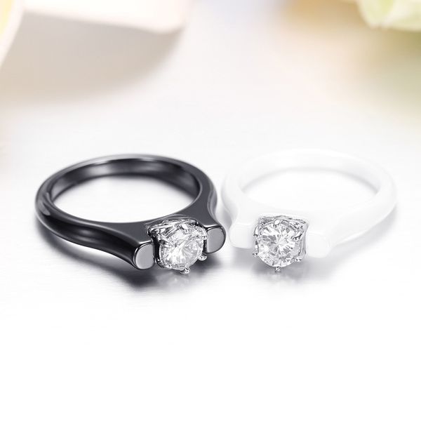 

euramerican retro elegant ceramic rings for women fashion unique inlaid zircon wedding engagement rings jewelry anel, Golden;silver