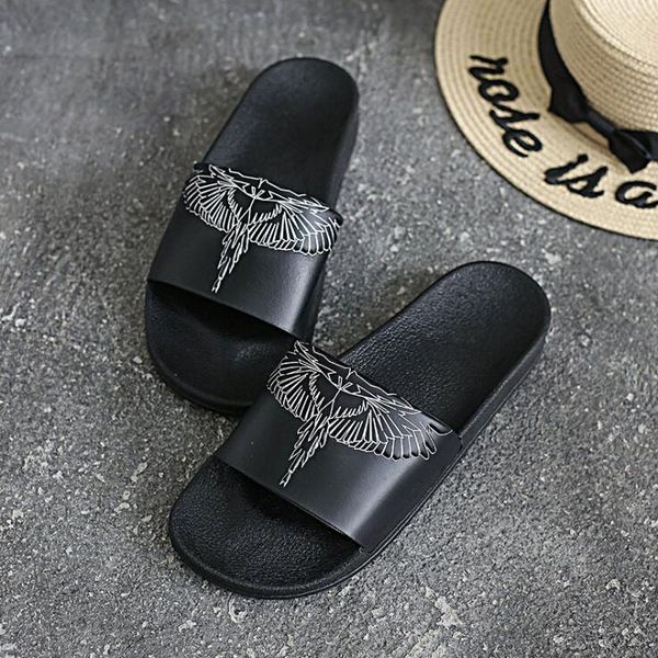 

2019 popular couple brand designer slipper men and women personality non-slip slipper bathroom beach youth trend slipper ing, Black