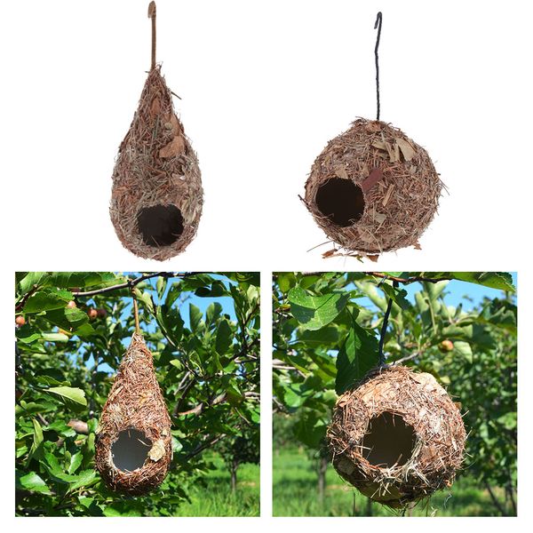 

2pcs straw bird house home parrot pet decorative hanging hatching birds nest