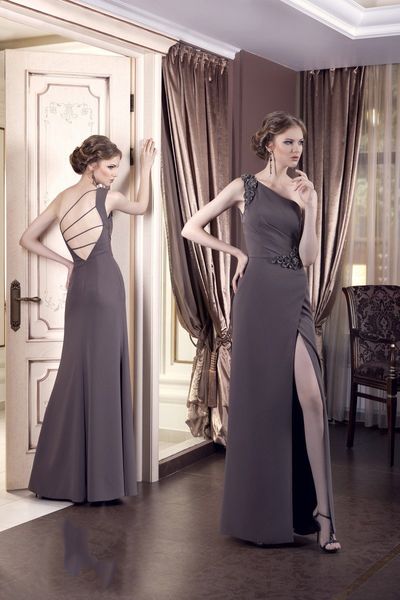 

2019 prom dresses with high split one shoulder a line satin lace appliqued evening gowns floor length formal party dress, Black;red