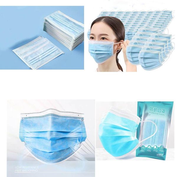

disposable face mask 3 layer ear-loop dust mouth masks cover 4-ply non-woven disposable dust mask soft breathable outdoor part