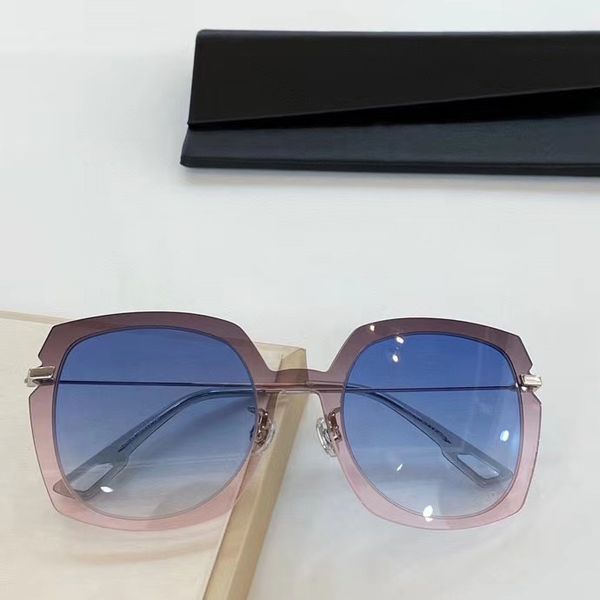 

grey pink/blue shaded rimless sunglasses occhiali da sole glasses women sunglasses with box, White;black