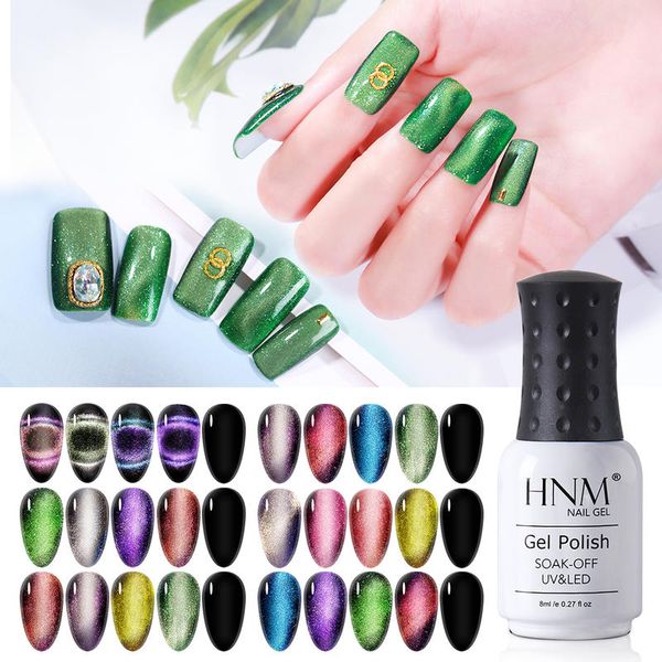 

nail art kits hnm 8ml 9d colorful cat eye gel black base need magnetic soak off 5 color + coat+magnet set uv led primer