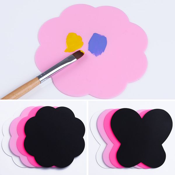 

2pcs/set silicone paint palette mat butterfly plum blossom foldable washable nail art stamping pad diy manicure nail art tools, White