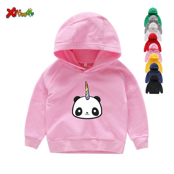 

2019 новый мальчик толстовки панда мультфильм милые животные печати девушка толстовки дети удобные зимние длинные рукава мальчик одежда, Black
