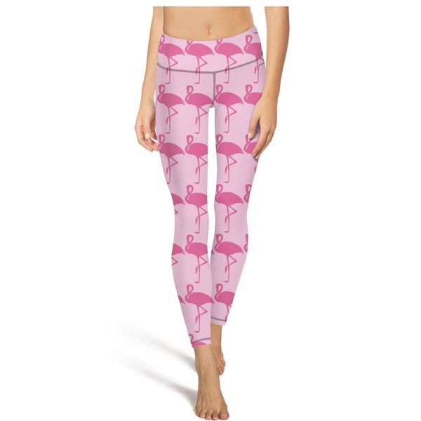

color pink flamingo in spanishfashion ladies custom yoga pants no feet casual tight suitable for training spanish tropical jungle with, Black