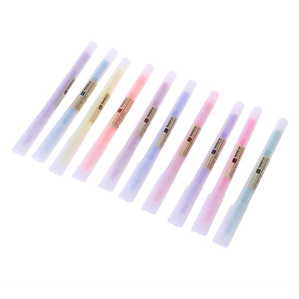 

10pcs fluorescent pen mild liner highlighters color marker pen school supplies, Black;red