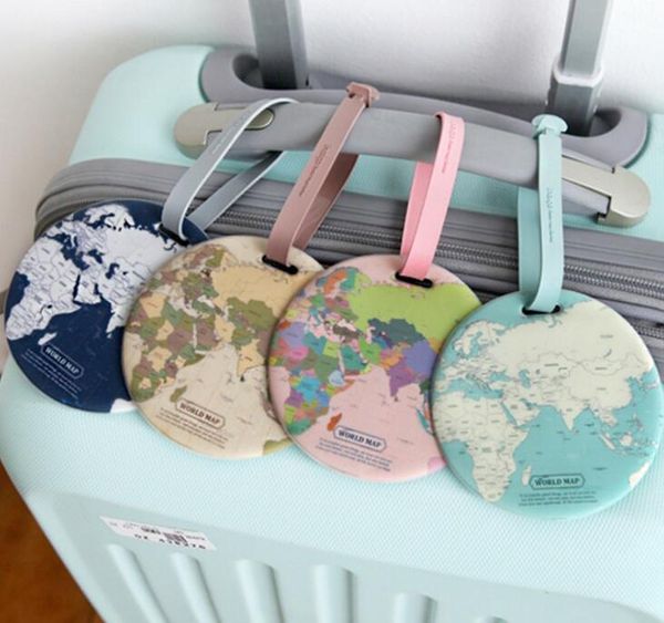 

map luggage tag women travel accessories silica gel suitcase id address holder baggage boarding tag portable label bag dhl