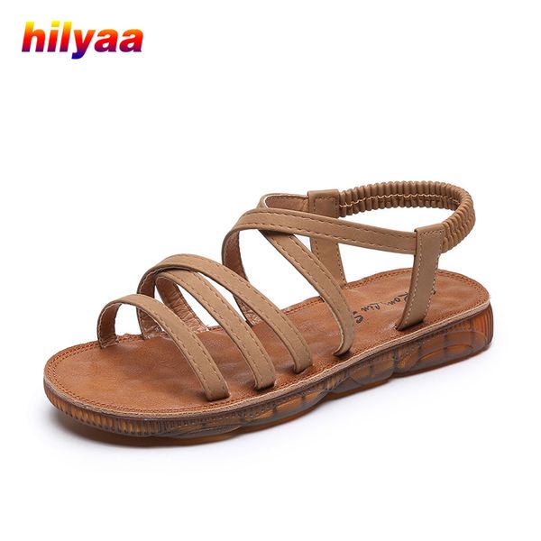 

woman sandals flat shoes ankle strap pu summer slip-on breathable casual wedge heels flat sandalias cool women sandals shoes, Black