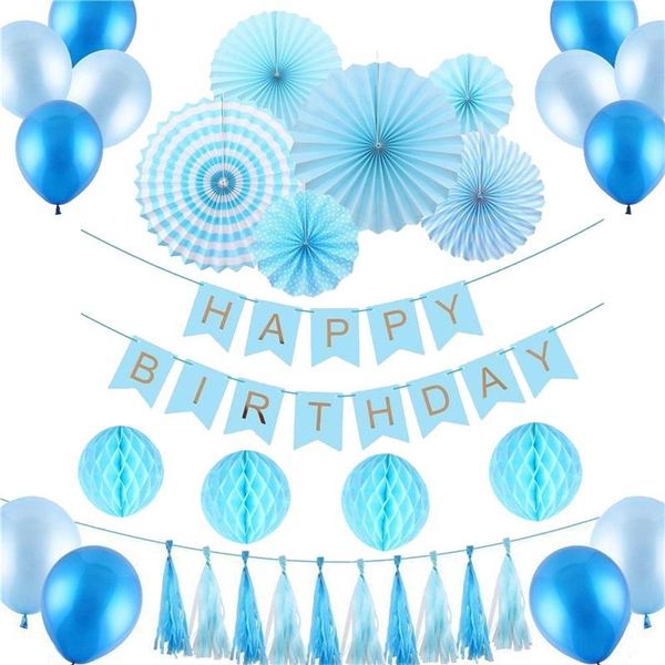 

gender reveal party decoration four paper lanterns six balls ten spiral ornaments boy or girl we love you flag 33yme