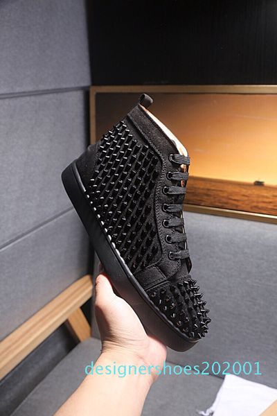 

designer sneakers studded spikes shoes mens and women trainers red bottom mens flat shoes glitter graffiti party wedding shoes c02 d01, Black