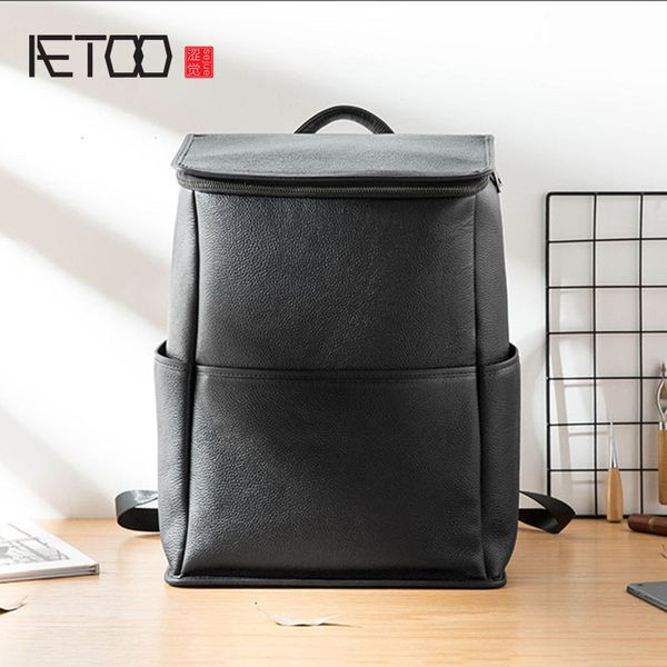 

aetoo кожа мужская сумка, мода тенденция компьютер рюкзак, голова кожаная сумка, мужская бизнес-досуг дорожная сумка