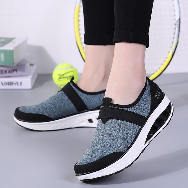 

big size 35-42 women's sneakers outdoor breathable flying sport running shoes female slim fitness damping high heels shoes