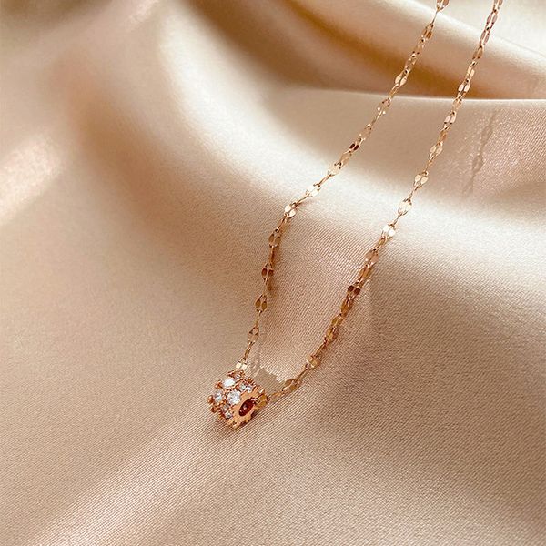 

women necklace simple fashion style designer collarbone chain titanium steel 18k rose gold imitation gold silver color