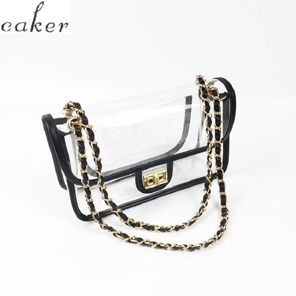 

caker women pvc transparent square handbag fashion chain shoulder bags wholesale